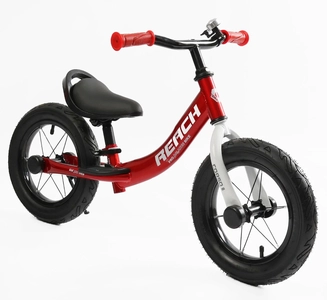 Велобіг 12 Corso надувні колеса, сталева рама «REACH» RC-4609-50 червоний, підніжка, підставка для ніг, дзвіночок