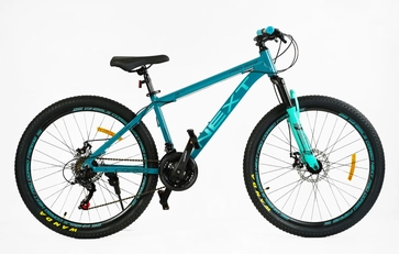 Велосипед 26 AL Corso «NEXT» NX-26464 алюміній 15", (к-т SHIMANO) блакитно-бірюзовий