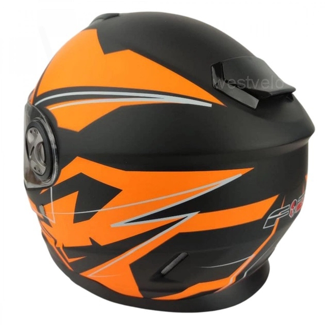 Мото шолом F2 М65 (S 55/56) Neon orange, чорно-помаранчевий, матовий  з захистом бороди
