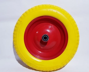 Колесо тачки жовте 3.50-8 під вісь Ø16, пінополіуретанове