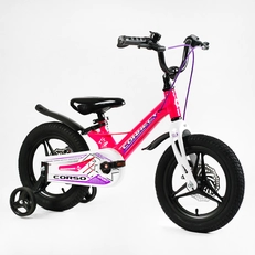 Дитячий велосипед 14 Corso «CONNECT» MG-14507, МАГНІЄВА рама, біло-рожевий