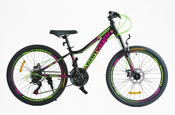 Велосипед 24 AL Corso «GRAVITY» GR-24617, 24191 алюміній 12", (к-т SHIMANO) чорний (кольоровий)