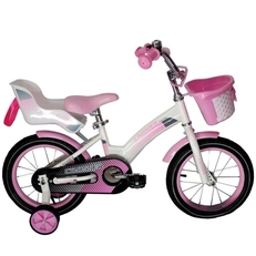 Дитячий велосипед 14 Crosser «KIDS BIKE» 001 біло-рожевий (+кошик пластик)