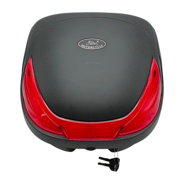 Кофр (багажник) для мотоцикла задній LIPAI 668 (424х415х296) 30L чорно-червоний з катафотом, швидко з'ємний фото westvelo.com