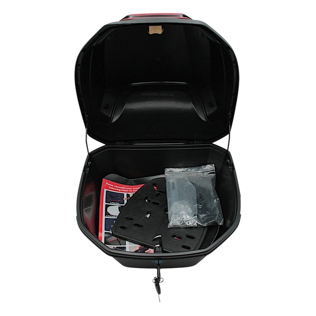 Кофр (багажник) для мотоцикла задній ROBIK 48 (400х400х280) 45L чорний глянцевий з катафотом фото westvelo.com