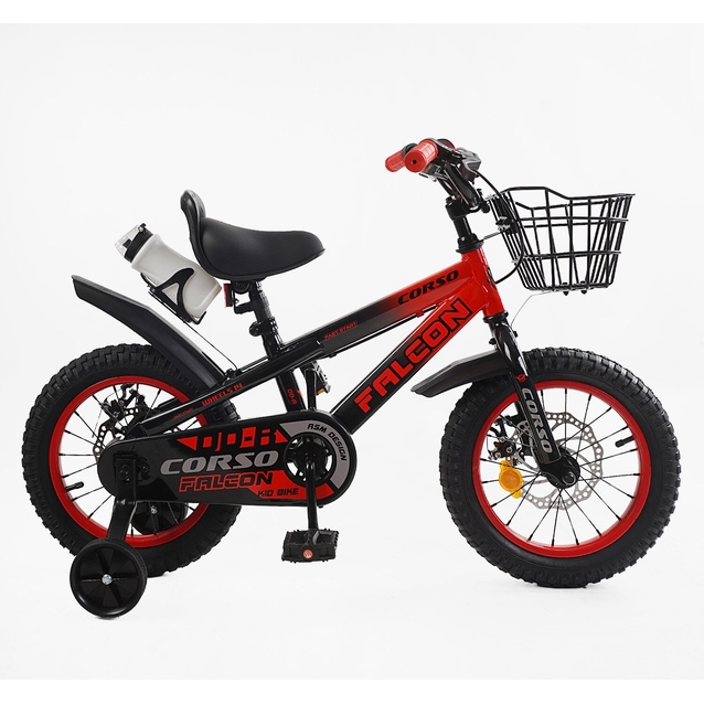 Дитячий велосипед 14 ST Corso «FALCON» FL-14873, дискові гальма, чорно-червоний фото westvelo.com