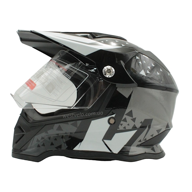 Шолом, закритий крос/ендуро (S 55-56) АТV зі склом F2 (819-7) глянець чорно-сірий фото westvelo.com