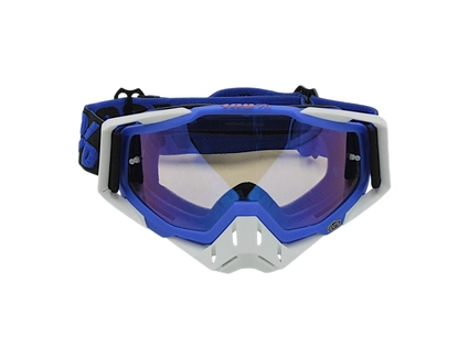 Мото окуляри Кросс-ендуро 100% 260-13, біло-сині, дзеркальний візор (class B)