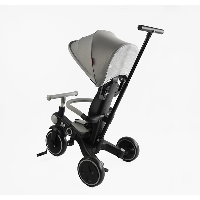 Дитячий велосипед-трансформер 3-х колісний з батьківською ручкою, з дашком, колеса - EVA (піна) Best Trike BS-12-411 сірий, складний 4в1, колеса переднє 10``, задні 8` фото westvelo.com
