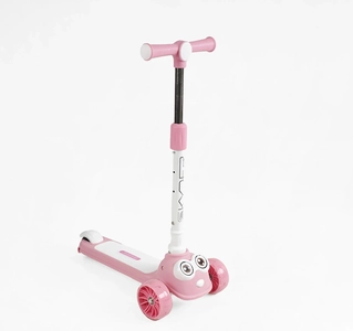 Самокат дитячий 3-х колісний, Skyper CL-4180 рожевий, колеса PU Ø125mm зі світлом, українське озвучування, підсвічування платформи, кермо складне