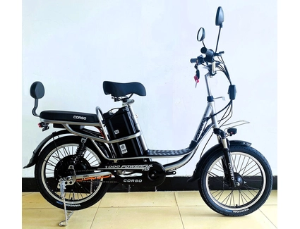 Електровелосипед 20 AL Corso «POWERFULL» FL-75120, алюміній, двигун 1000W, акумулятор 60V 28Ah літієвий, срібний + кошик