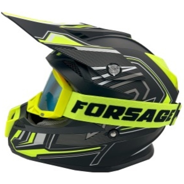 Шолом, закритий крос/ендуро (L) АТV Forsage Rider  028 чорно-жовтий матовий з дашком + окуляри