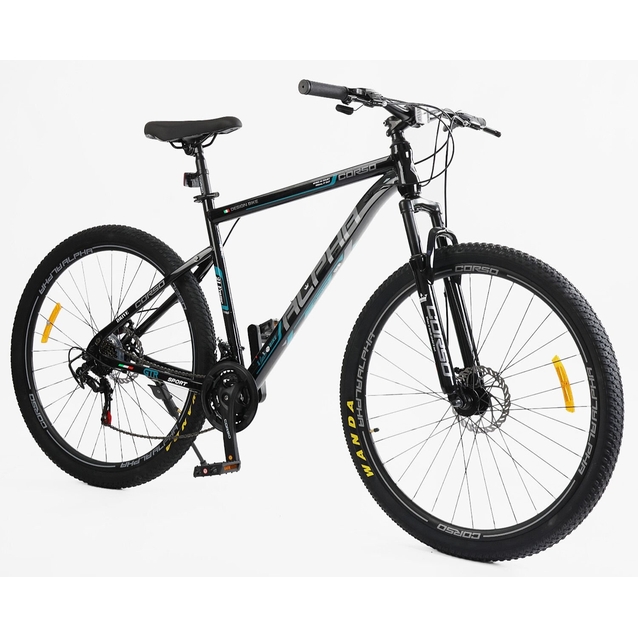 Велосипед 29 ST Corso «ALPHA» LF-29111 сталь 21", (к-т SHIMANO) чорно-синій фото westvelo.com