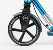 Самокат дитячий 2-х колісний, PU Best Scooter 23013 чорно-блакитний, колеса Ø230-200mm, AL, 1 амортизатор передній, ФАРА, затискач керма фото westvelo.com