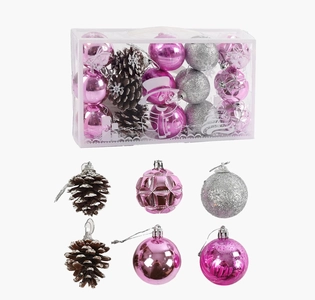 Новорічні прикраси 15 шт, кульки, шишки, D = 5 см, в слюді (C 67313)