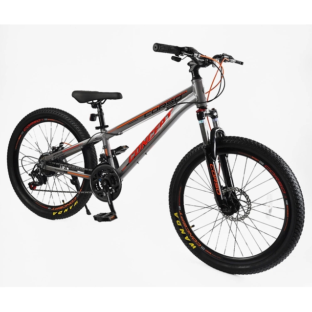 Велосипед 24 AL Corso «CONCEPT» CP-24931 алюміній 11", (к-т SHIMANO) сіро-червоний фото westvelo.com