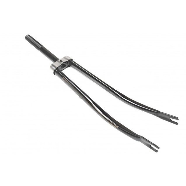 Вилка 28 ХВЗ сталева, чорна з плечиками нікельними шток L-230mm р.з L-105mm фото westvelo.com