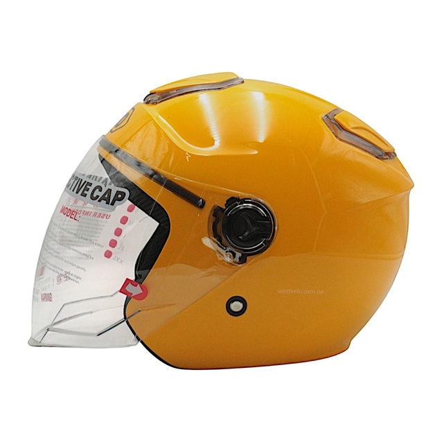 Мото шолом, відкритий (XL) (61-62см)"DAVID" D018 жовтий глянцевий (ABS) фото westvelo.com