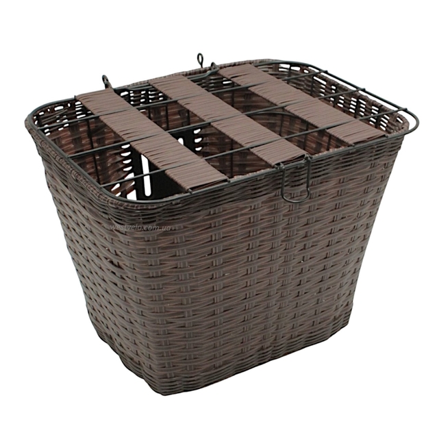 Кошик пластмасовий плетений з кришкою BSK-29 чорний фото westvelo.com