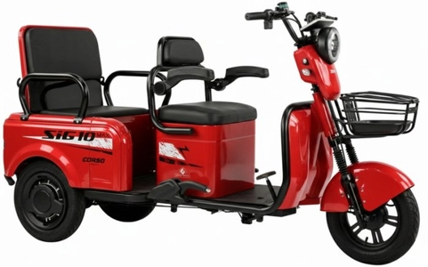 Трицикл Corso «SIG-10 MAX» SM-704094, двигун 1200W, акумулятор 72V 36Ah графеновий, червоний + 1 ящик. акум, колеса 10"