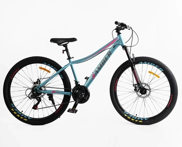 Велосипед 27.5 ST Corso «AMBER» MB-54811 сталь 15", (к-т SHIMANO) синьо-рожевий