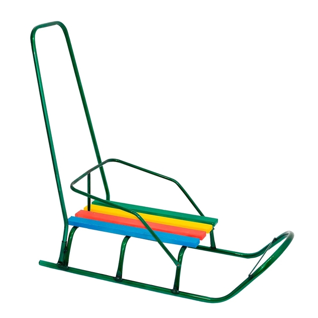 Сани з ручкою, круглі полози, зелені фото westvelo.com