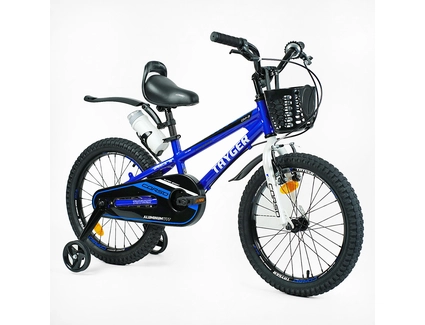 Дитячий велосипед 16 AL Corso «TAYGER» TTG-62893 алюмінієва рама синьо-білий, ручне гальмо, дод. колеса, дзвоник, бутилочка