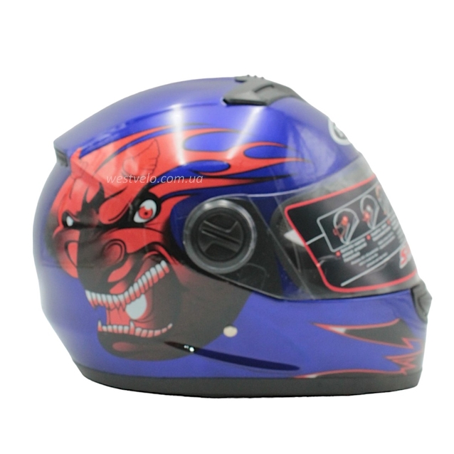 Мото шолом, закритий (M) "FGN" Інтеграл 828-1, синій глянець фото westvelo.com