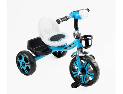 Дитячий велосипед 3-х колісний EVA (піна) Best Trike колеса 12-10, BS-24513 блакитний, сталева рама, фара з музикою та світлом, кошик