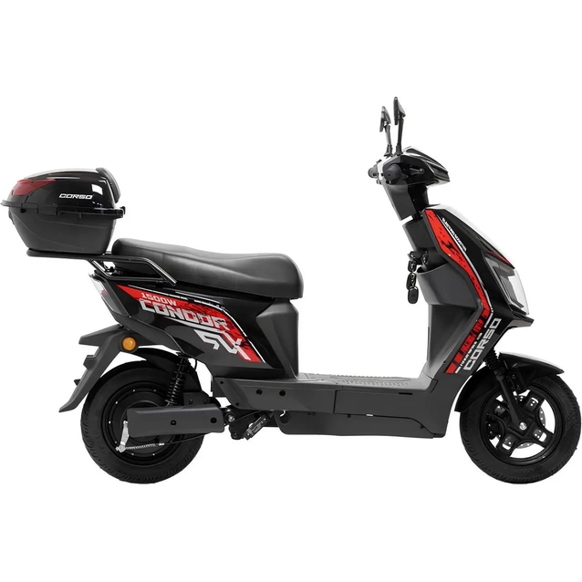 Електроскутер Corso «CONDOR» CD-915578, двигун 1500W, акумулятор 72V/30Ah літій-залізо-фосфатний, чорно-червоний, колеса 10" фото westvelo.com