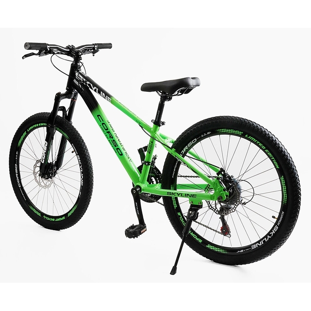 Велосипед 24 AL Corso «SKYLINE» SL-30501 алюміній 11", (к-т SHIMANO) чорно-салатовий фото westvelo.com