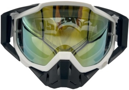 Мото окуляри Кросс-ендуро "MO-5" чорно-білі із дзеркальною лінзою