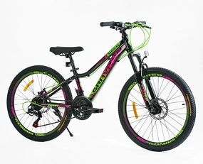 Велосипед 24 AL Corso «GRAVITY» GR-24617, 24191 алюміній 12", (к-т SHIMANO) чорний (кольоровий)
