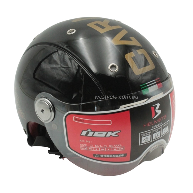 Мото шолом, відкритий (XL) "IBK" 033, чорний глянцевий фото westvelo.com