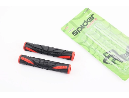 Мото гріпси (для гальмівних важелів) SPIDER, гумові, чорно-червоний (L-100mm. внутрішній Ø11mm)