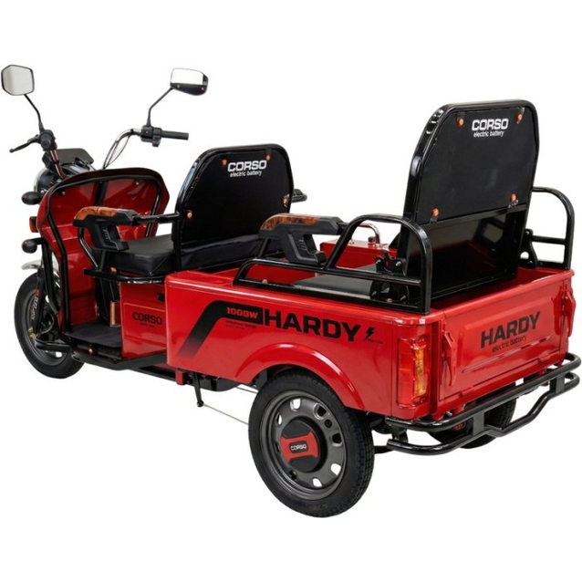 Трицикл вантажний Corso «HARDY» HR-640050, двигун 1200W, акумулятор 60V/38Ah графеновий, червоний 4 МІСЦЯ + 1 ящик. акум, колеса 12" фото westvelo.com