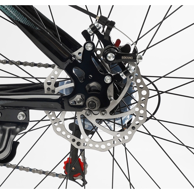 Велосипед 26 ST Corso «KLEO» KL-26206 сталь 15", (к-т Saiguan) чорно-бірюзовий фото westvelo.com