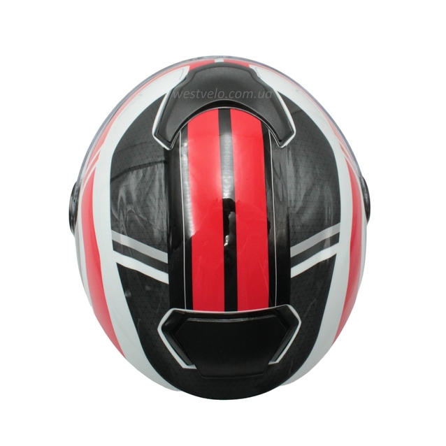 Мото шолом, закритий (S 55-56) BLD-М65 інтеграл, білий глянець з червоно-чорним малюнком фото westvelo.com