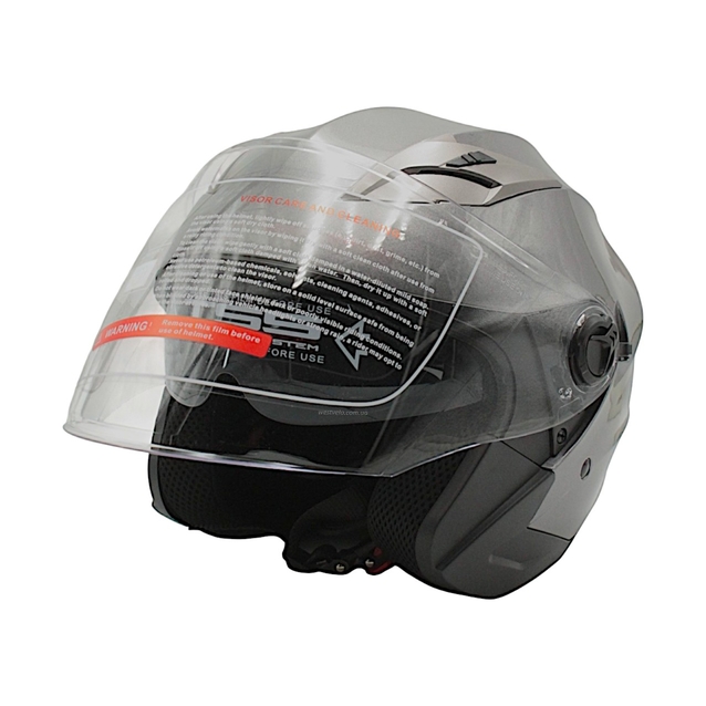 Мото шолом, відкритий (S) (55-56см) BLD-708 сірий глянець з відкидними окулярами фото westvelo.com