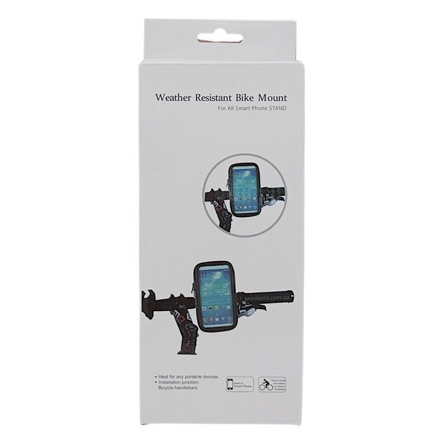 Тримач для телефону,(L) 155х85х30мм на кермо, сенсорна плівка, вологозахисний, швидкознімний, кут повороту 360° фото westvelo.com