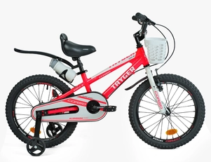 Дитячий велосипед 18 AL Corso «TAYGER» TG-36098 АЛЮМІНІЄВА рама неоново-рожево-білий, ручне гальмо, дод. колеса, дзвоник, бутилочка