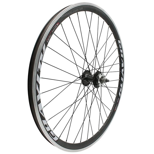 Колесо 26 перед, обід 2-ний чорний, втулка AL. SHUNFENG, диск 6 болтів, чорна спиця, пром-підшипник фото westvelo.com