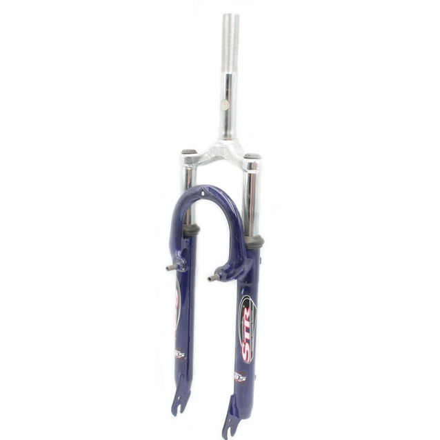 Вилка 26 аморт. різьб. STR №785 V-brake + disk шток L-180mm р.з L-85mm синя фото westvelo.com