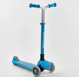 Самокат дитячий 3-х колісний, Best Scooter Y-00180 блакитний, колеса PU Ø120mm/80mm зі світлом, складне AL кермо