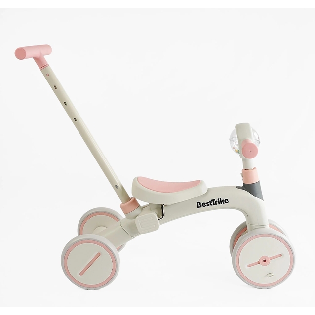 Дитячий велосипед 3-х колісний з батьківською ручкою, колеса - EVA (піна) 8-6, Best Trike BST-565 біло-рожевий, рама нейлон` фото westvelo.com