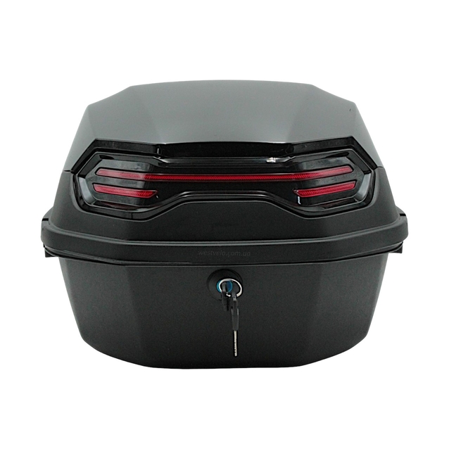 Кофр (багажник) для мотоцикла задній ROBIK 48 (400х400х280) 45L чорний глянцевий з катафотом фото westvelo.com