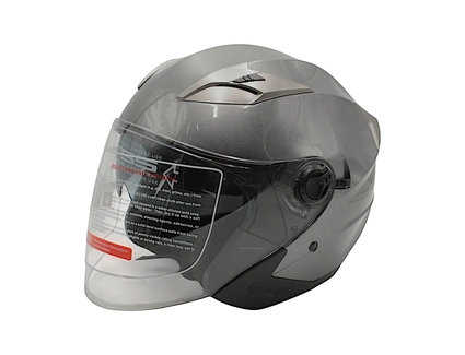 Мото шолом, відкритий (S) (55-56см) BLD-708 сірий глянець з відкидними окулярами