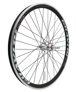 Колесо 24 зад, обід 2-ний чорний, втулка AL на промах, диск різьба, чорна спиця