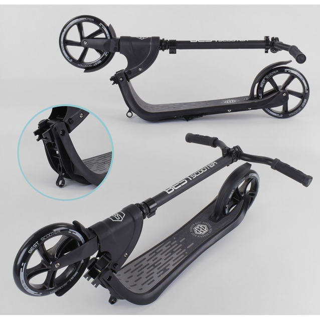 Самокат дитячий 2-х колісний, PU Best Scooter BS 72378 чорний, Ø200mm, AL+ST фото westvelo.com