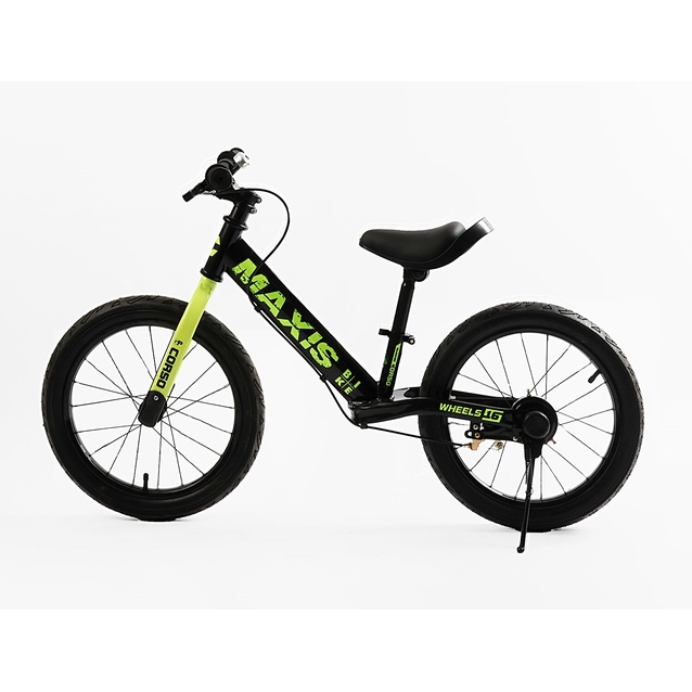 Велобіг 16 Corso надувні колеса, сталева рама «MAXIS» MX-71065 чорно-салатовий фото westvelo.com